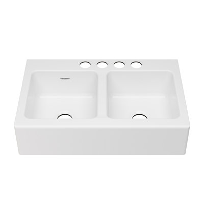 Delancey 36'' L Double Bowl Cast Iron Kitchen Sink