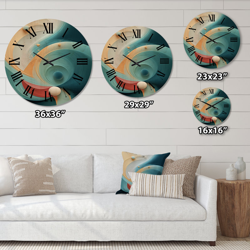 Horloge murale Contemplating Divinity Turquoise, Très grand