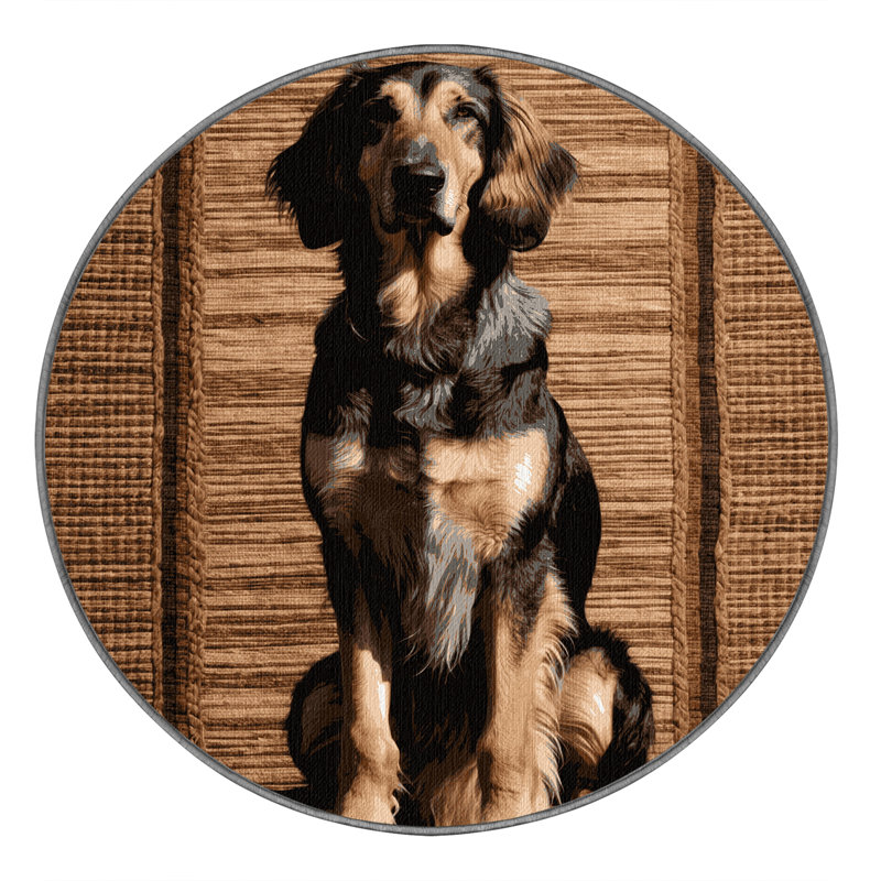  Tapis lavable irlandais Wolfhound Dogs, Rond 6 pi
