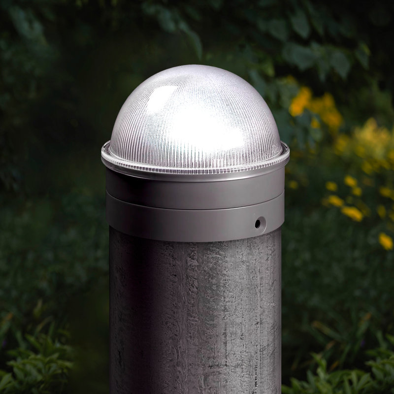 Low Voltage Integrated LED Fence Post Cap Light 3 In. X 3 In. with Base Adapter Included, Silver