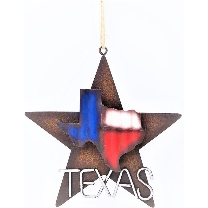 Metal Rustic Texas Star Ornament Lone Star 3D Map Christmas Tree or Wall Hanging Gift Idea