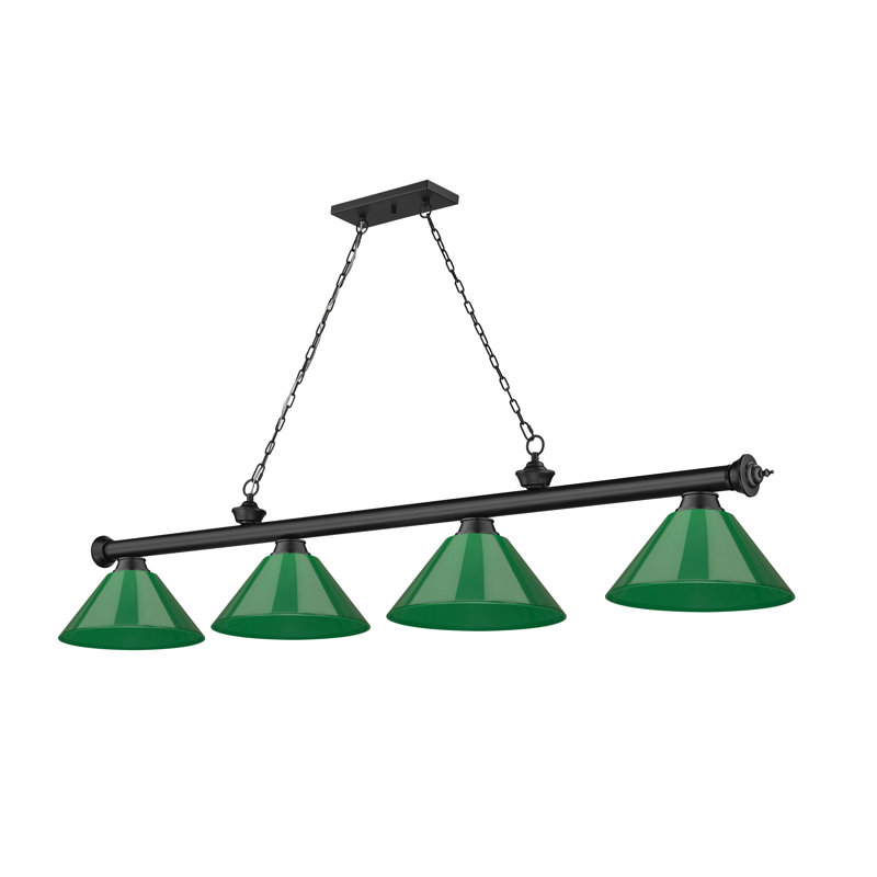 Billard 4 lumières Annaleisa, Vert, Noir mat