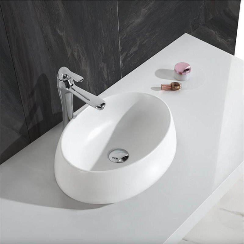Lavabo vasque à poser ovale ADM, Mat / blanc