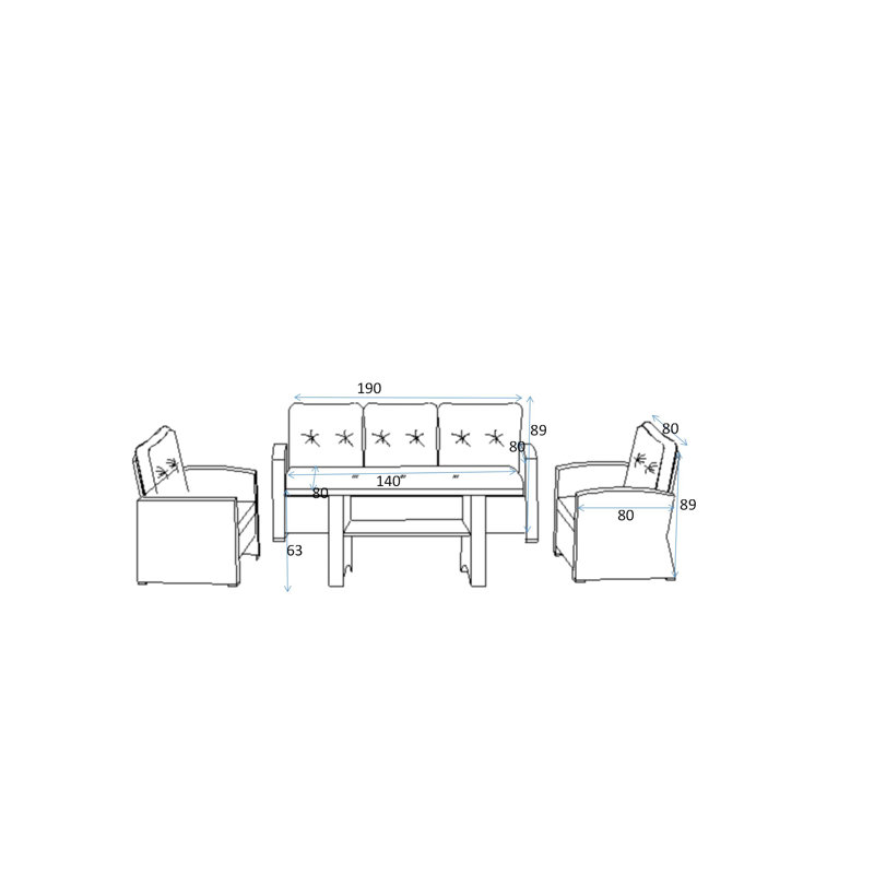 Mabton 5 Seater Rattan Sofa Set