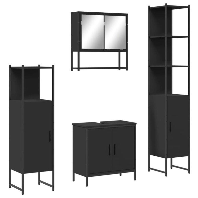 Ensemble de meubles de salle de bain 4 pièces Vidaxl, Noir