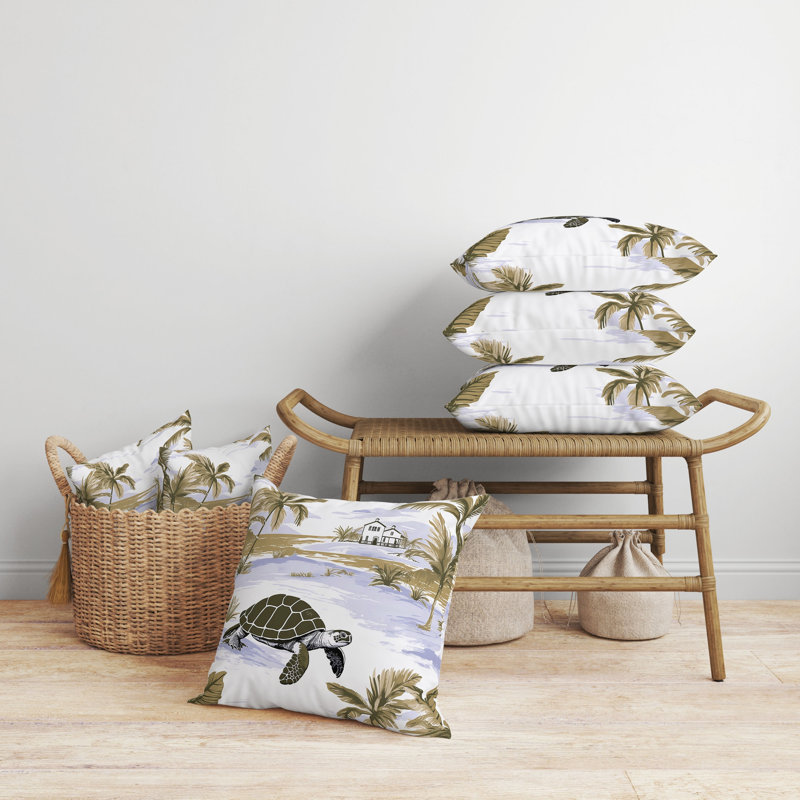 Oreiller réversible intérieur / extérieur Sandy Shores Turtle, H 20 po x l 20 po, Vert