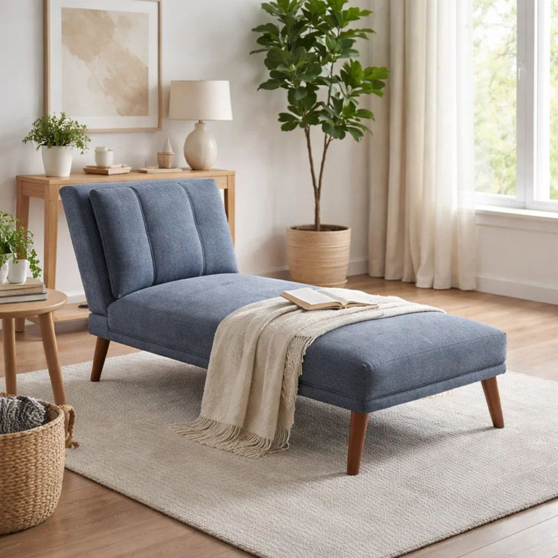 Chaise longue inclinable sans accoudoirs Gussi, Tissu marine