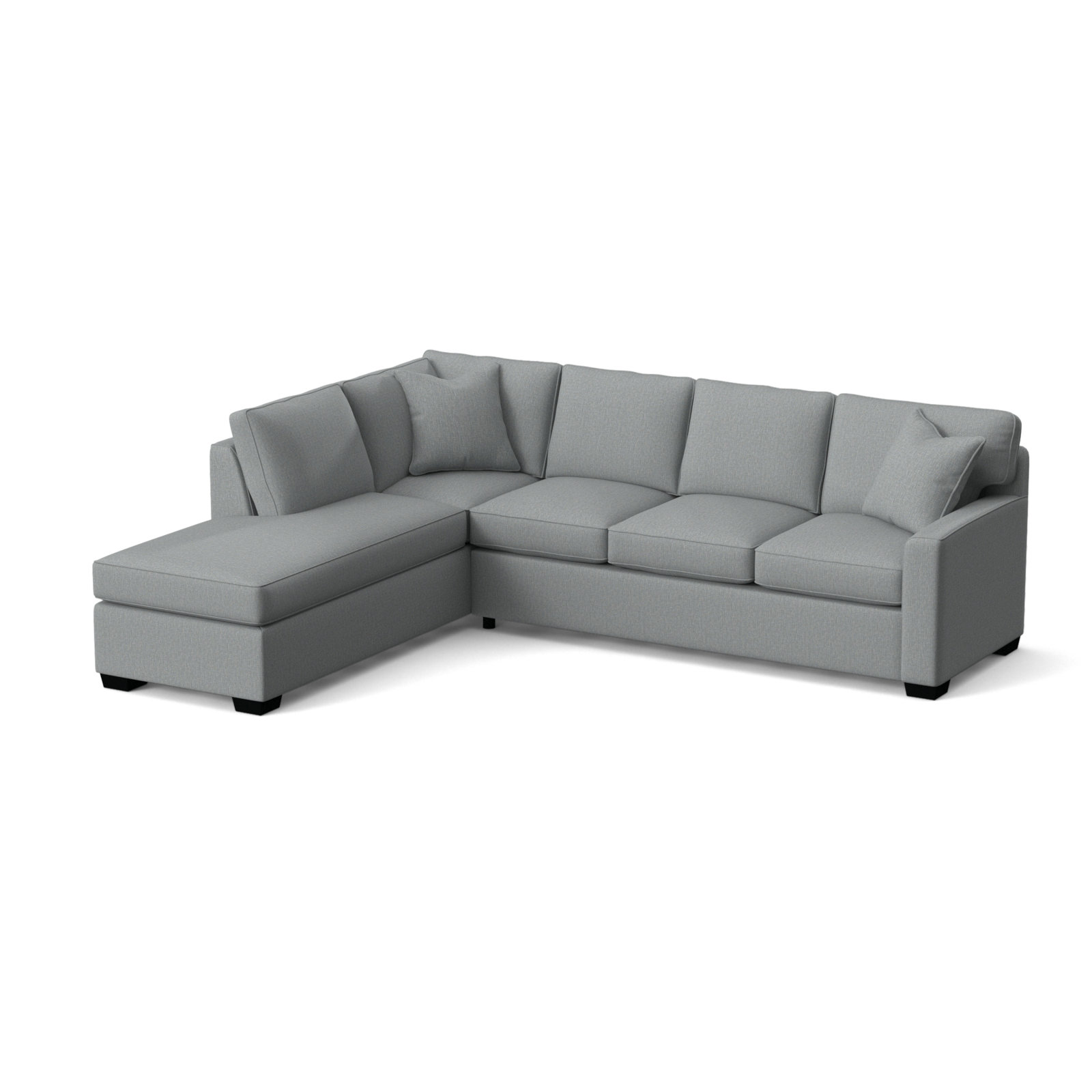 Frye Sofa and Chaise, Black, Left Hand Facing, Light Blue Performance Fabric; 0851-55