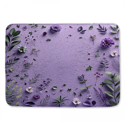 Tapis de bain fleurs mauves Boho