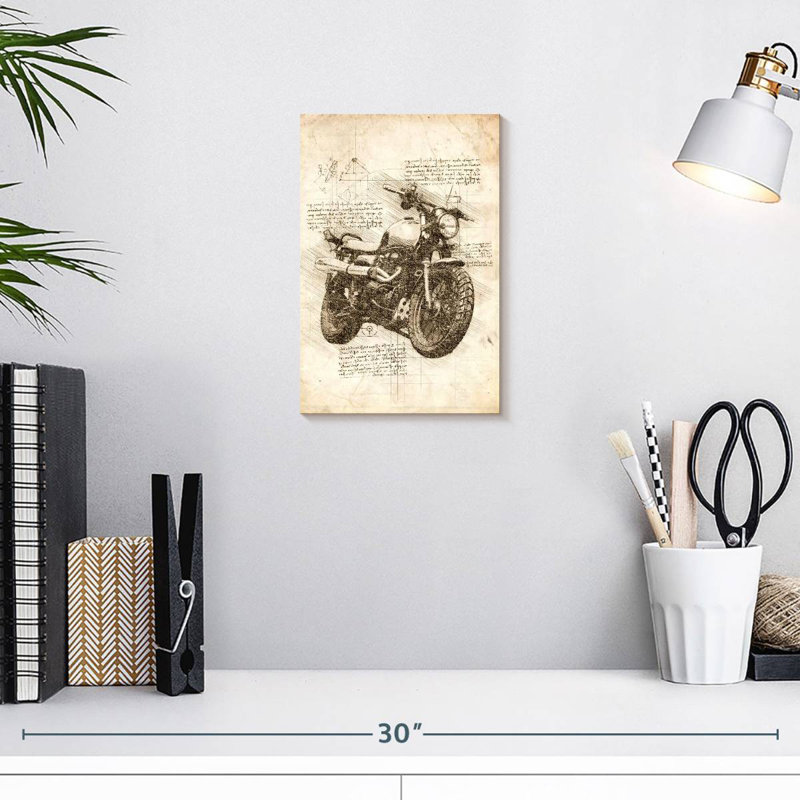Laelle Old Motorcycle Sepia, 12" H x 8" W