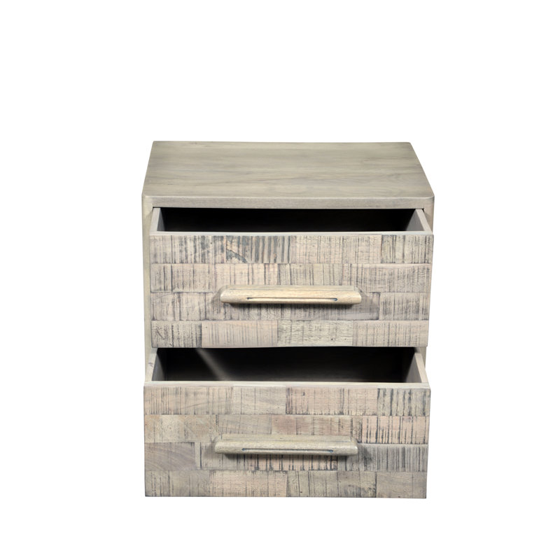 2-drawer Solid Wood Nightstand, White