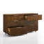 Commode double Doland de style moderne du milieu du siècle, en bois massif cannelé, 6 tiroirs, 150 cm de largeur