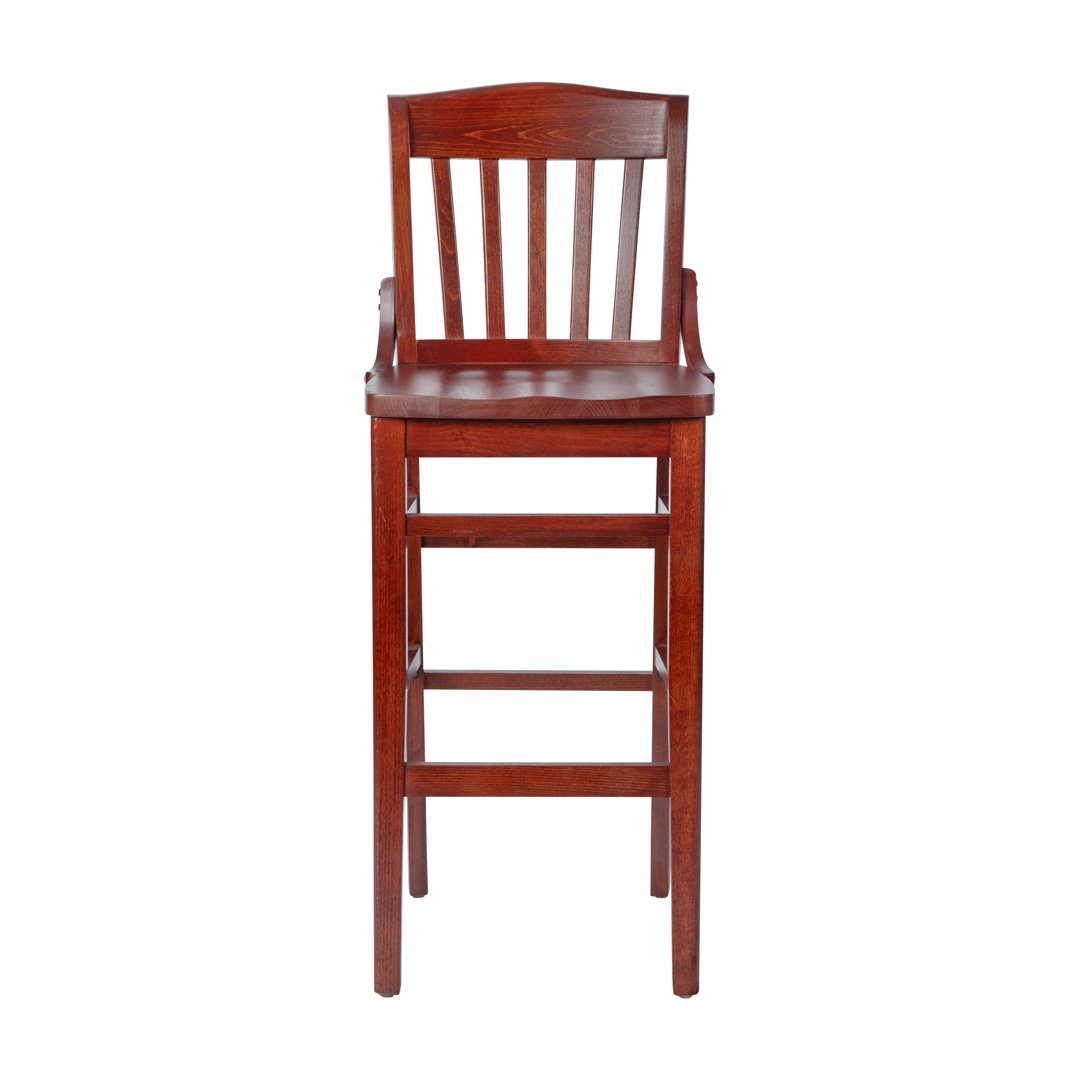 Prompton School House Back Wood Restaurant Dining Barstool with Footrest Lark Manor™