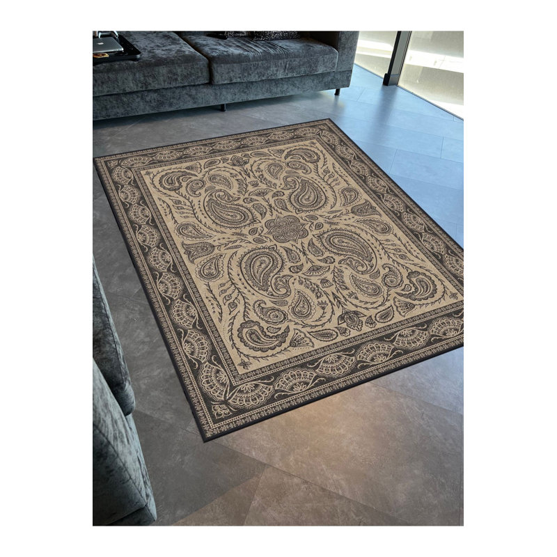 Tapis décoratif à motif cachemire beige beige, Sous-tapis rectangulaire 3 pi 11 po x 5 pi 11 po i