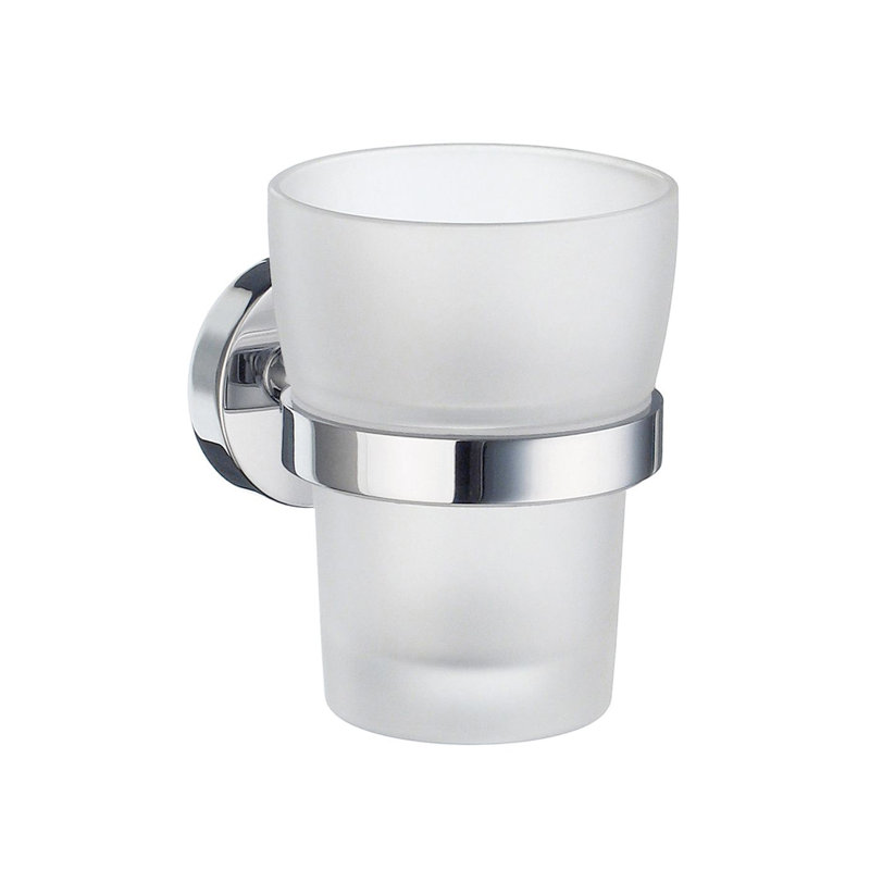 Gobelet mural et verre givré collection Home , Chrome poli