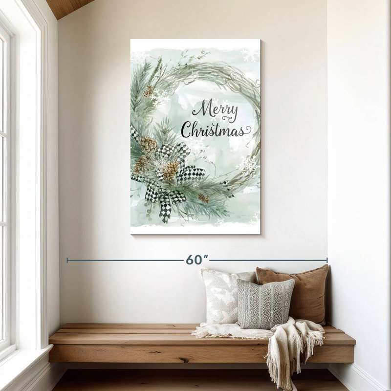 Couronne de pin Lelend Merry Christmas, H 45 po x l 30 po