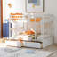Lit double superposé au-dessus avec tiroirs de rangement, blanc - pin massif pour chambre à coucher convertible en lits séparés, structure en bois-1218912388-1218912389