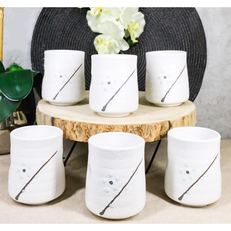 Ensemble de 6 tasses à thé yunomi en céramique glacée réactive 9 oz