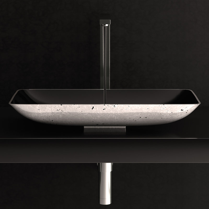 Maestro Bath Nek 12.6'' Metal Rectangular Bathroom Sink, Black/Silver