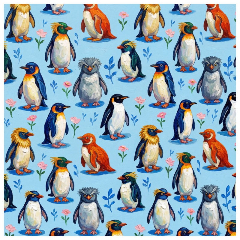 Penguins colorés, rideaux transparents et occultants - 1 panneau, 50" x 92" - 1 Panel, Blockout
