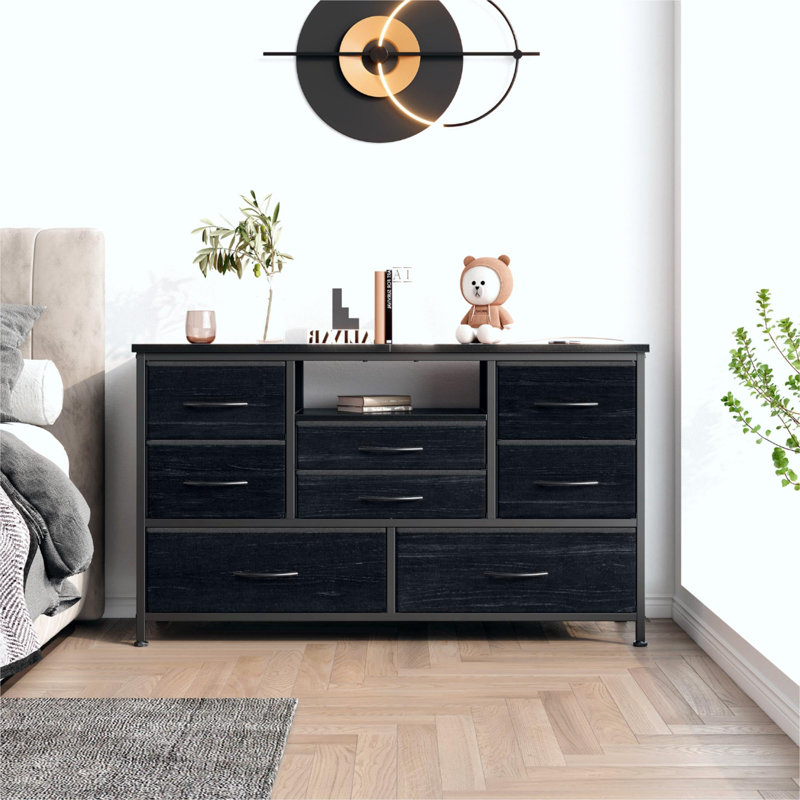 Commode 8 tiroirs Gracelee, Gris foncé