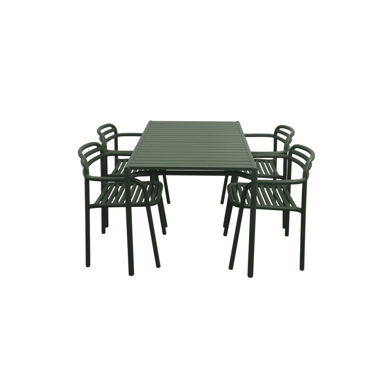 Bliss Dining Table Incl. 2 Armchairs, 4, Dark Green