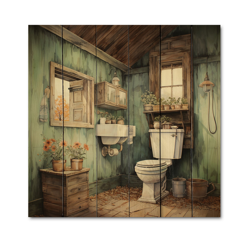 Toile de ferme rétro Sevgi, impression sur bois naturel, H 35 po x l 35 po x P 0,78 po