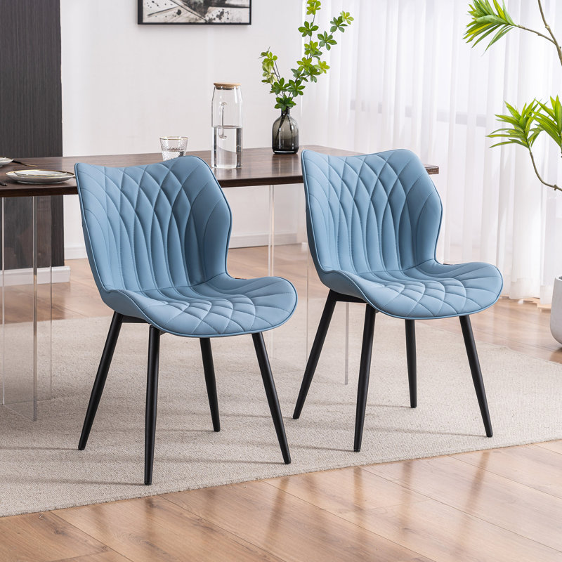Chaise d'appoint rembourrée en similicuir avec structure en métal, Bleu