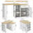 Convertible Kitchen Island with 360° Rotating Bar Table & Storage