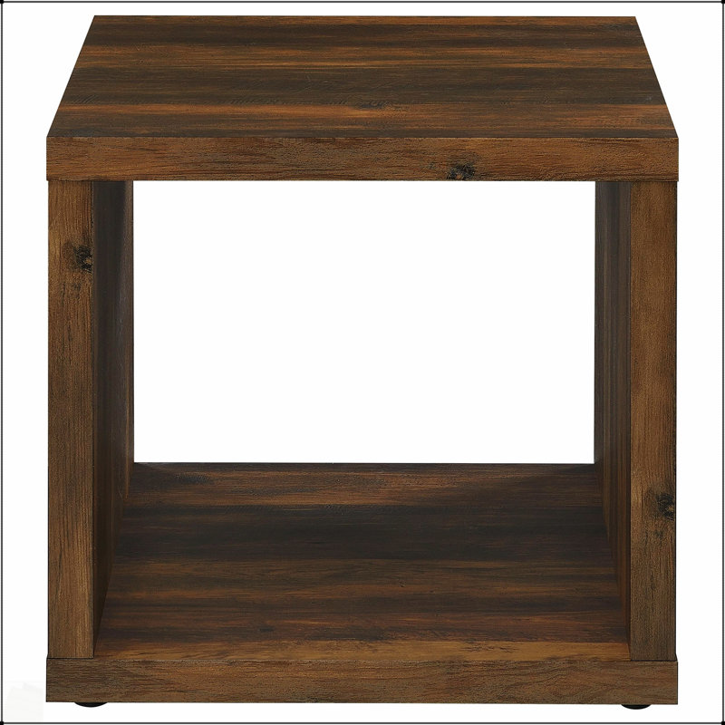 Table de bout d'appoint carrée en bois d'ingénierie Flint Dark Pine, durable et élégante pour les espaces de vie modernes