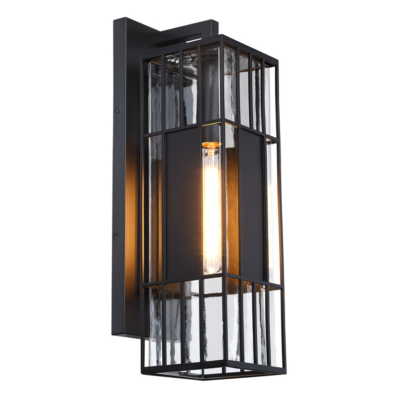 Riker 1-Light Black Outdoor Wall Sconce Light for Porches, 22" H x 6.5" W x 8.25" D