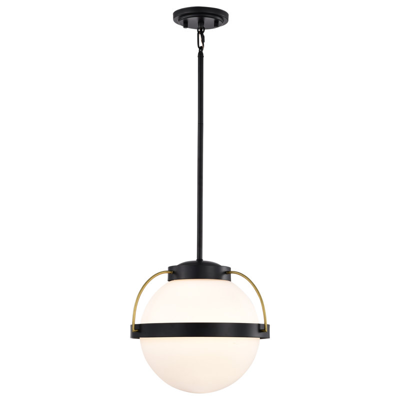 Luminaire suspendu sphère 1 lumière Whit, Noir mat, H 54,78 po x l 18 po x P 18 po