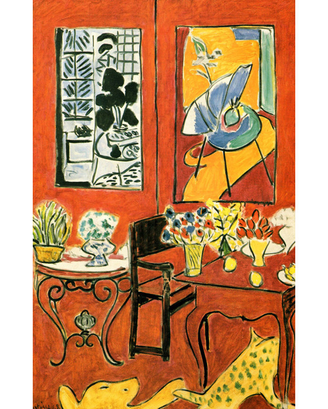 Grand intérieur rouge, 1948, H 18 po x l 12 po