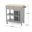 Chariot-bar pour îlot de cuisine roulant, 1 porte vitrée, gris et brun naturel