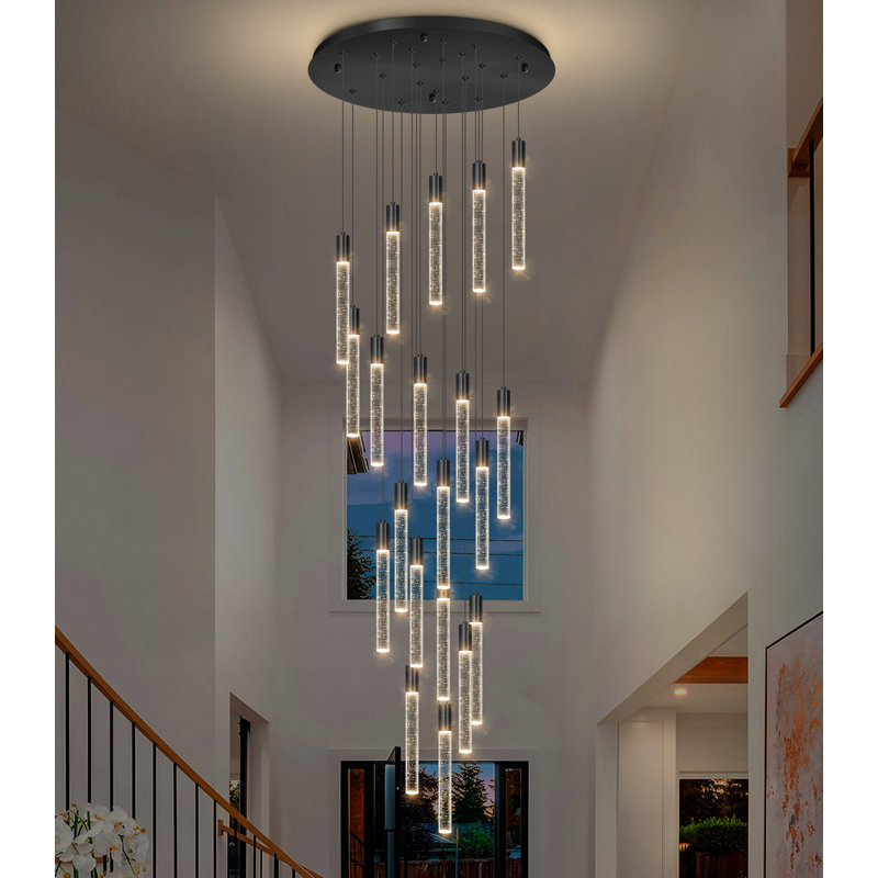 Lustre clair en cristal à intensité variable, Noir mat, 20