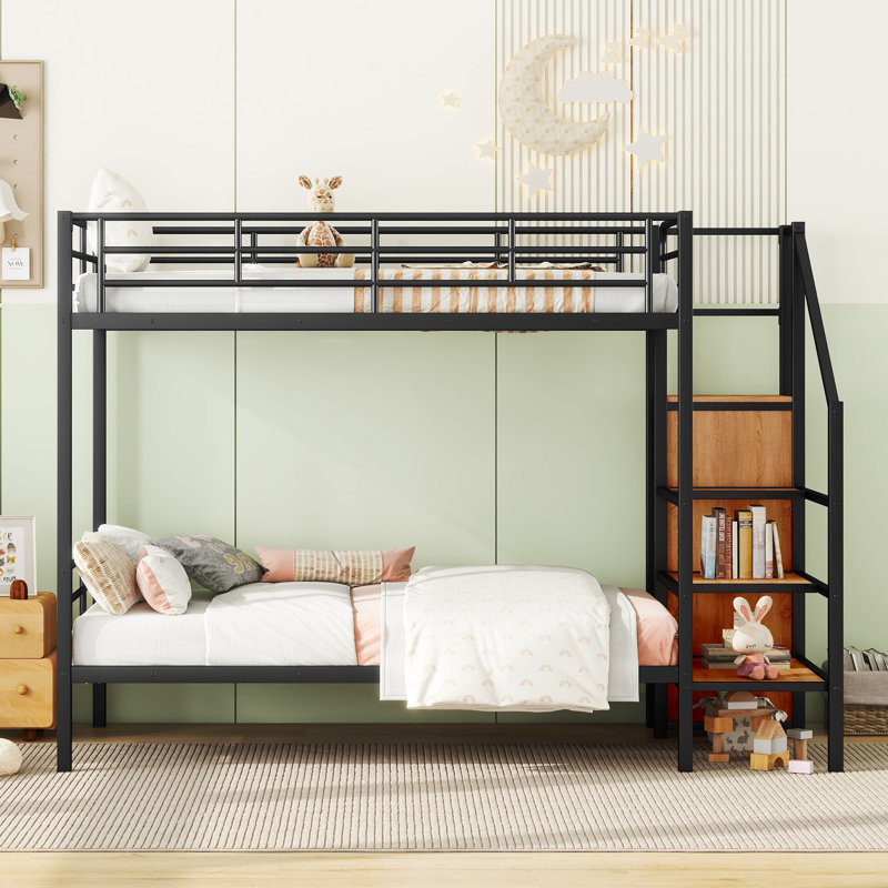 Lit superposé au-dessus de Chosposi avec échelle de rangement latérale et garde-robe