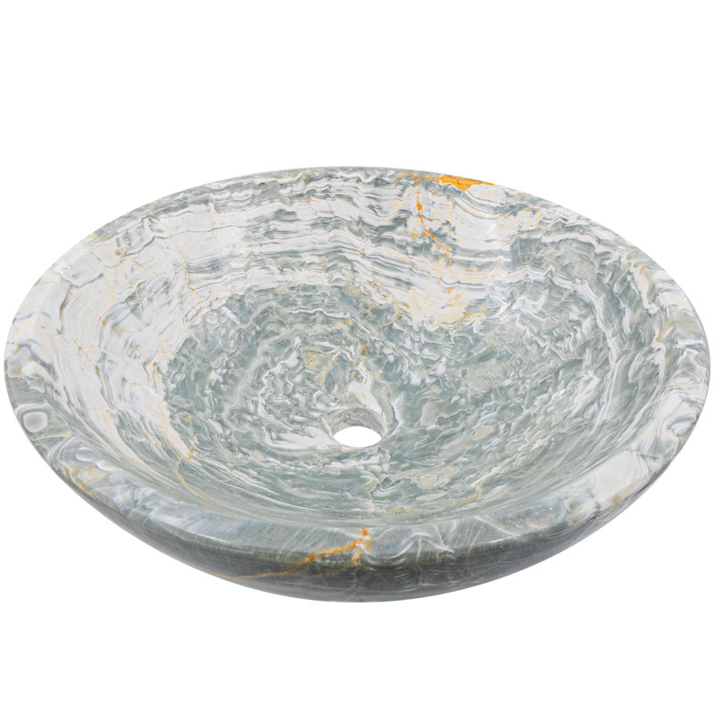 Novatto 17'' Stone Circular Bathroom Sink, Blue Tones