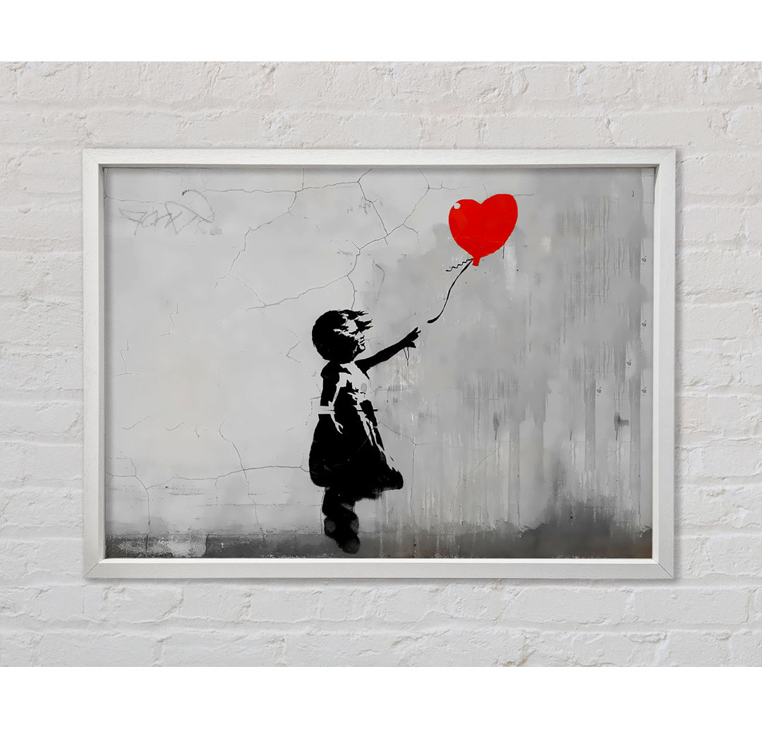 Love Heart Balloon Grey - Single Picture Frame Kunstdrucke auf Leinwand