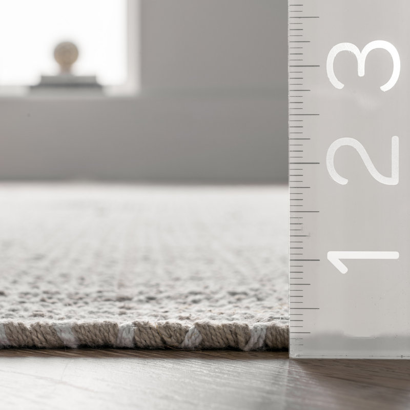 Tapis taupe en coton tissé à la main Adelmis, Rectangle 8 pi 6 po x 11 pi 6 po