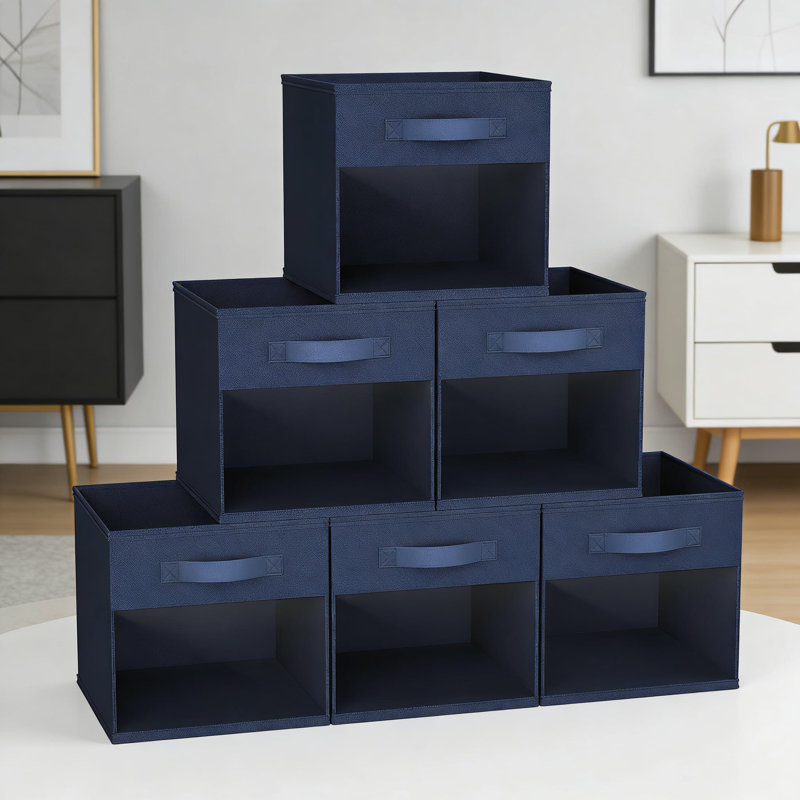 Storage Bins With Window And Handles, 6-Pack Foldable Fabric Cube Organizer Bins For Closet, Shelf, Living Room And Office Organization