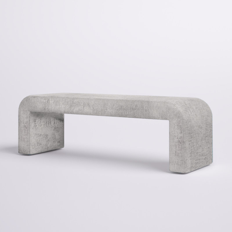 Banc rembourré mortrick, Microsuède gris Gwen, H 19 po x l 60 po x P 18 po