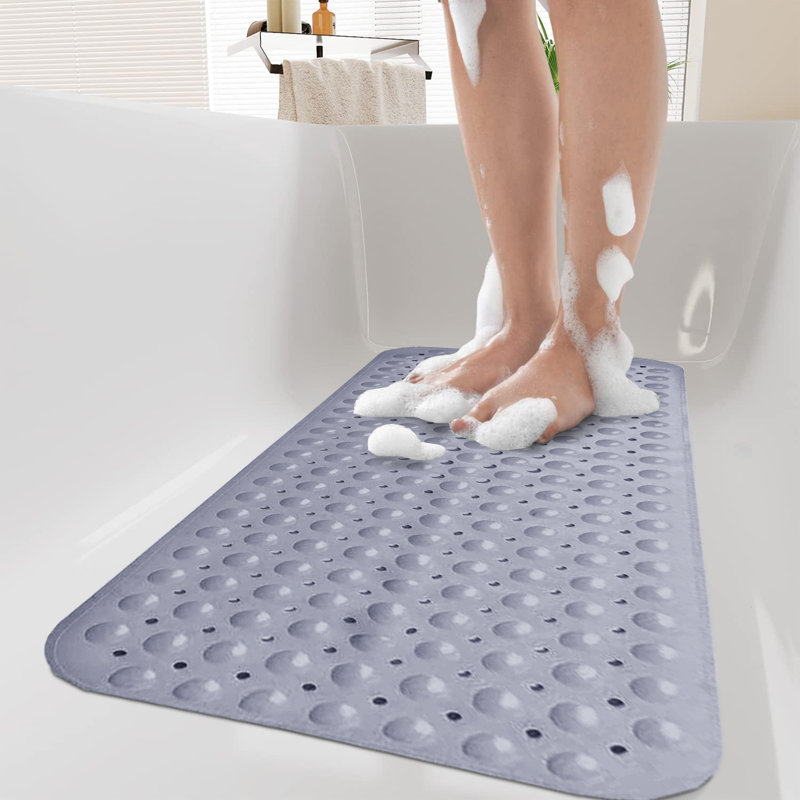 Vinyl Non-Slip Shower Mat,  70cm L x 38cm W, Grey