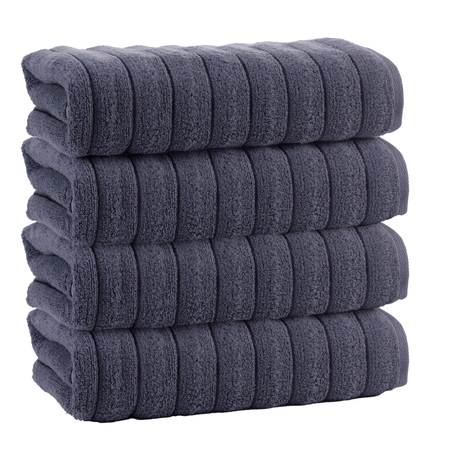 Rachel Turkish Cotton Midweight Ribbed Bath Towel, Anthracite
