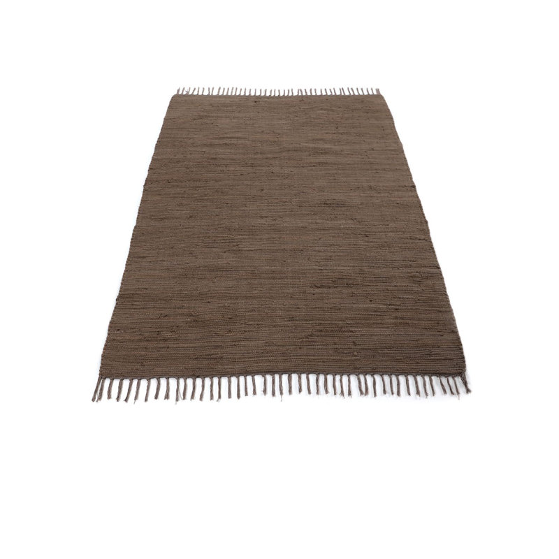 Chindi Uni Solid Colour Hand Crafted Hand Braided Brown Area Rug, Rectangle 190 x 290cm
