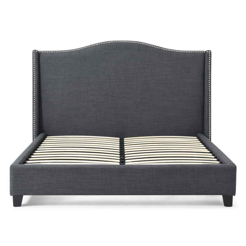 Hampton  Wingback Bed, Linen, Charcoal, King