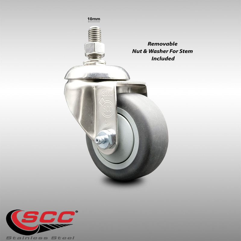 316SS Thermoplastic Rubber Wheel Swivel Threaded Stem Caster SCC