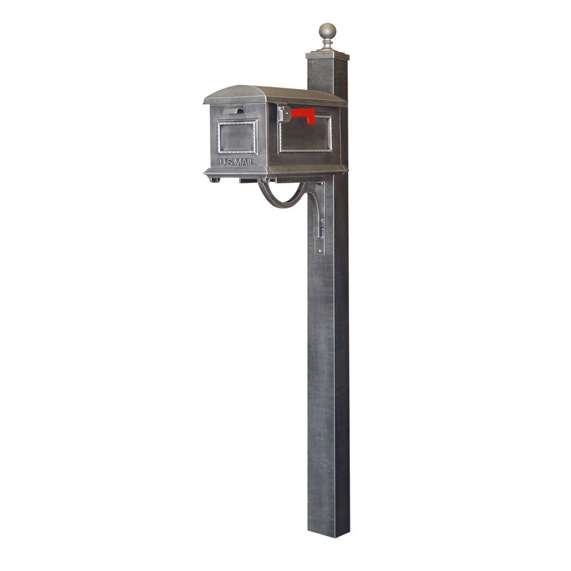 Aluminum Post Mounted Mailbox, Swedish Silver