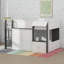 Lit mezzanine double avec rangement, porte et fenêtre, structure de lit en bois avec rangement-1479832347
