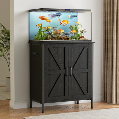 20 Gallon Rectangle Heavy Duty Metal Aquarium Stand With Power Outlets,  350lbs Capacity