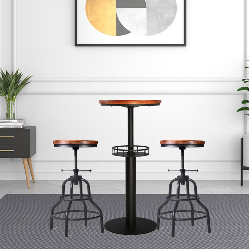 Shaylee 2 - Person Pine Solid Wood Top Pedestal Dining Set